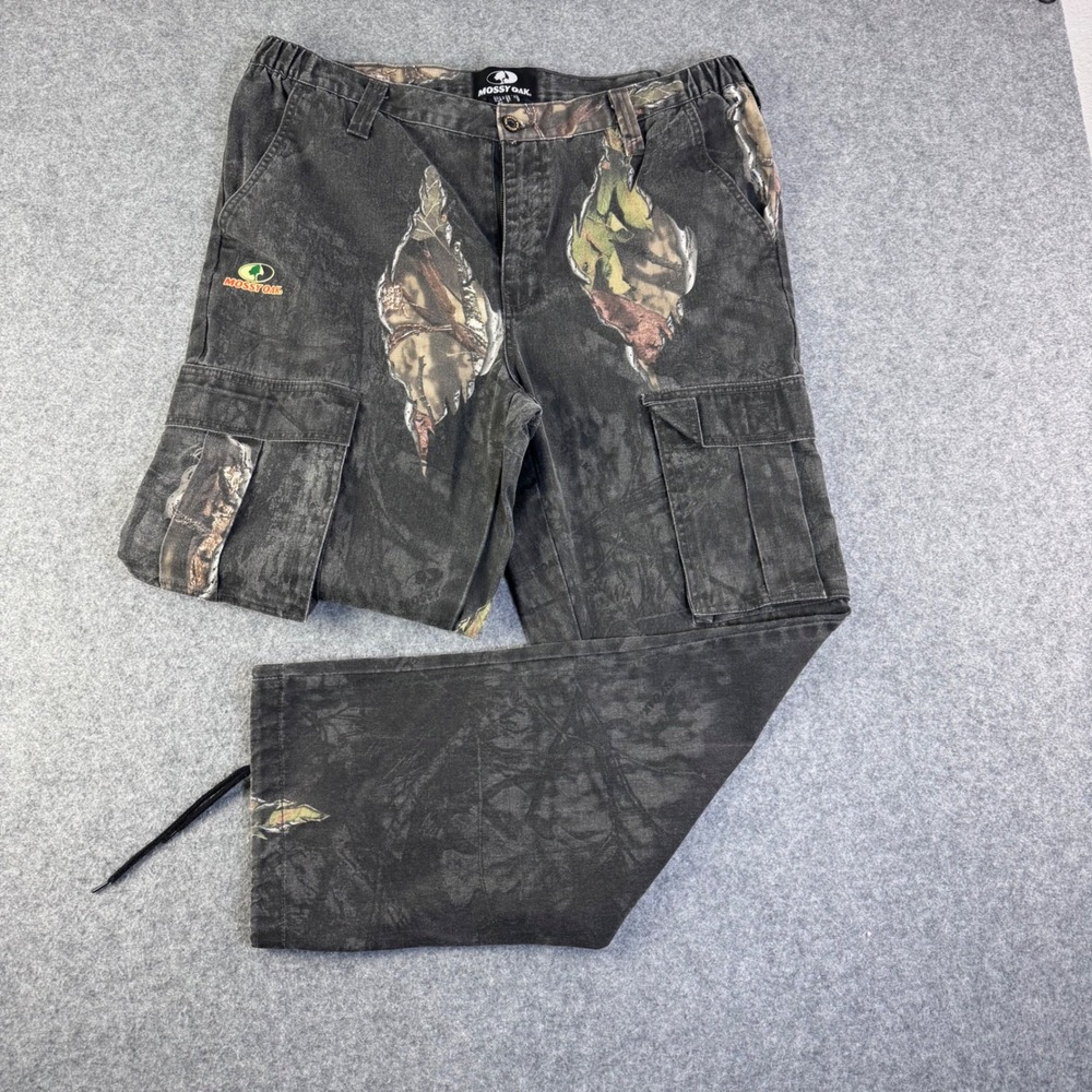Realtree Mossy Oak Adult 38x32 Black Carpenter Camo Y2K Pants Men Cargo